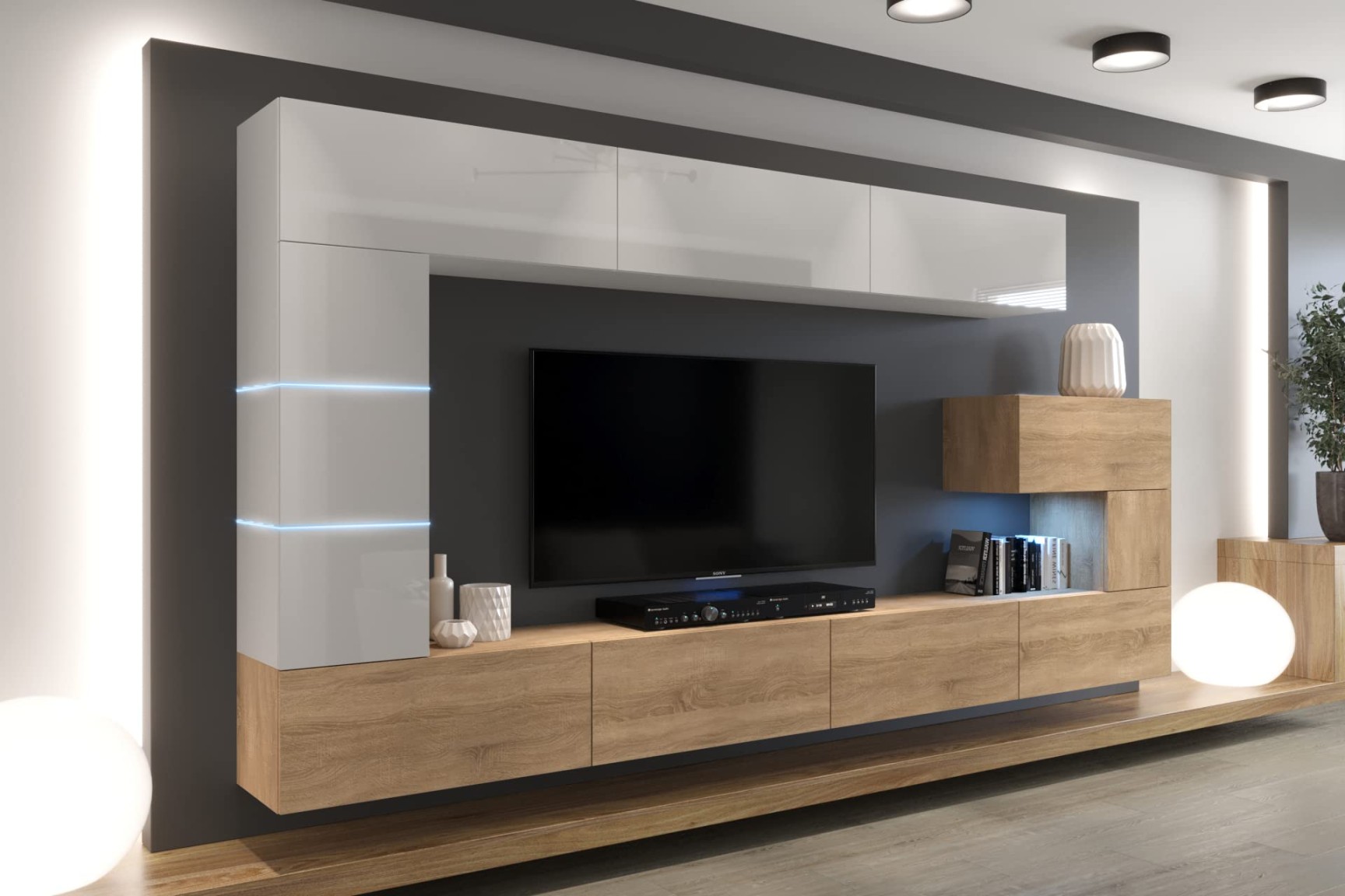 Furnitech AN New Modernes Wohnzimmer Wohnwand Wohnschrank